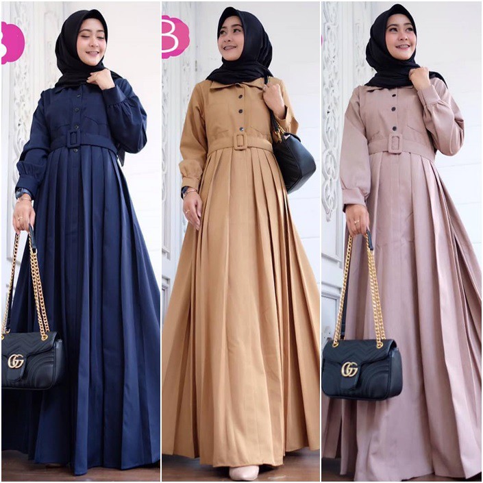 Dress Wanita Busui Beltic Dress Bahan Moscrafe Polos ( Kancing Aktif ) Dress Wanita Terbaru 2023 Gam