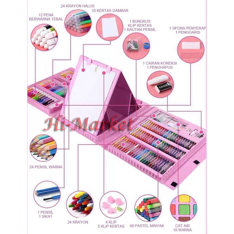 VIRAL Crayon Set Pensil Warna 208pcs/150pcs Alat Menggambar Melukis Anak-Anak