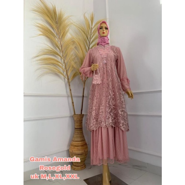 GAMIS AMANDA // BAHAN TILLE PREMIUM KOMBINASI TILLE DOTTY PLUS HIASAN PAYET MUTIARA // KODE DJ