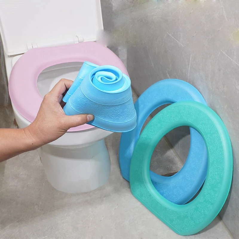 Toilet Seat Pad O-shape Perlengkapan Househeld Washroom Close Stool Pelindung Dudukan Tahan Air Aksesoris Universal Kamar Mandi Removable EVA Lembut