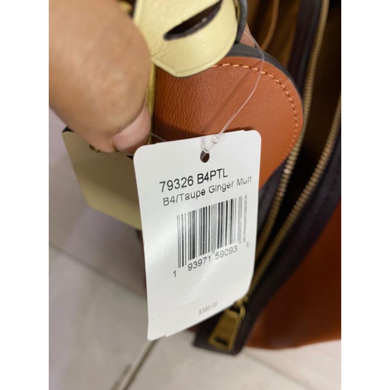 CoachColorblock Mixed Dalton 31 79326 Taupe Ginger Multi Leather Shoulder Bag