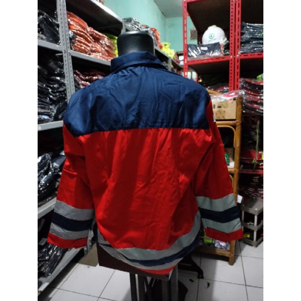 SERAGAM SAFETY MODEL JAKET TAMBANG MERAH NAVY SCOTLIGT BESAR