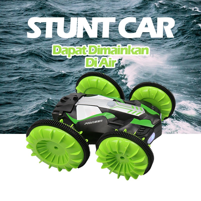 2.4GHz 4WD 360° Spins and Flips Waterproof Amphibious Electric Remote Control Stunt Car for Kid Gift