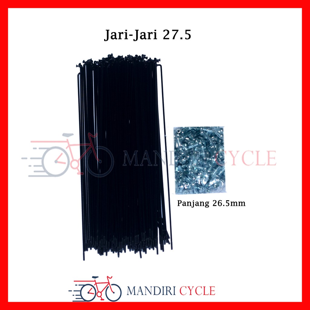 Jari Jari Ruji Spoke Sepeda Ukuran 27,5 warna HITAM 36pcs 26,5mm