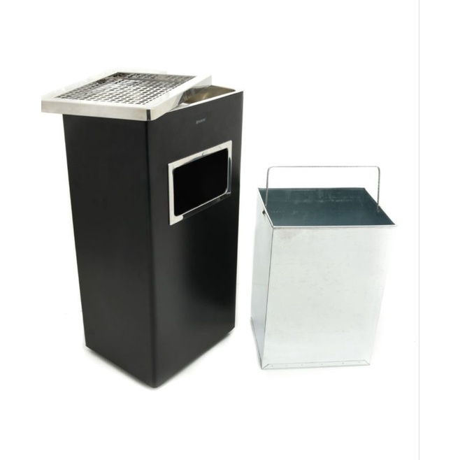 KRISBOW Tempat Sampah Stainless Kotak Dengan Asbak WasteBin 30x24x62Cm