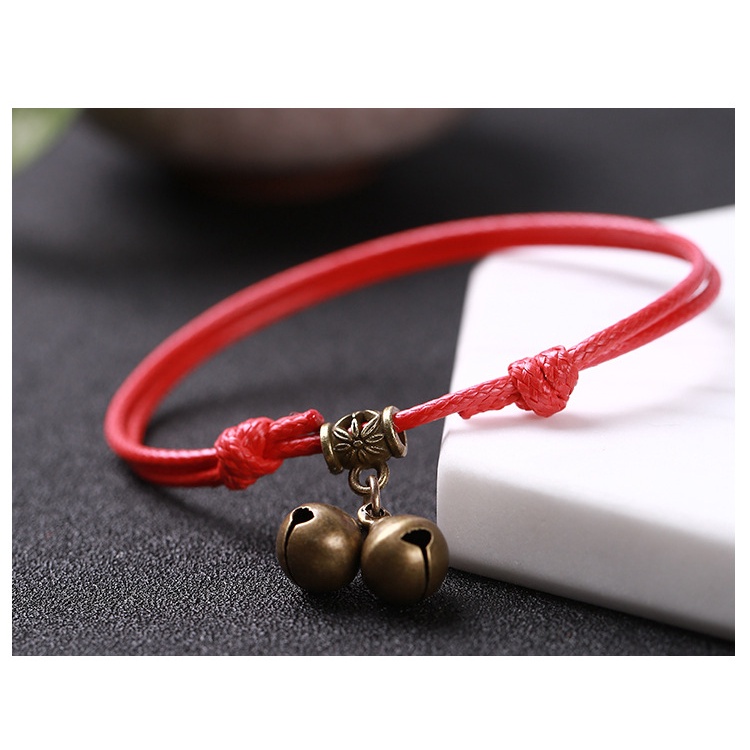 Mori gaya Bell gelang wanita tali merah beberapa gelang vintage Palace Bell gaya Korea siswa kepriba