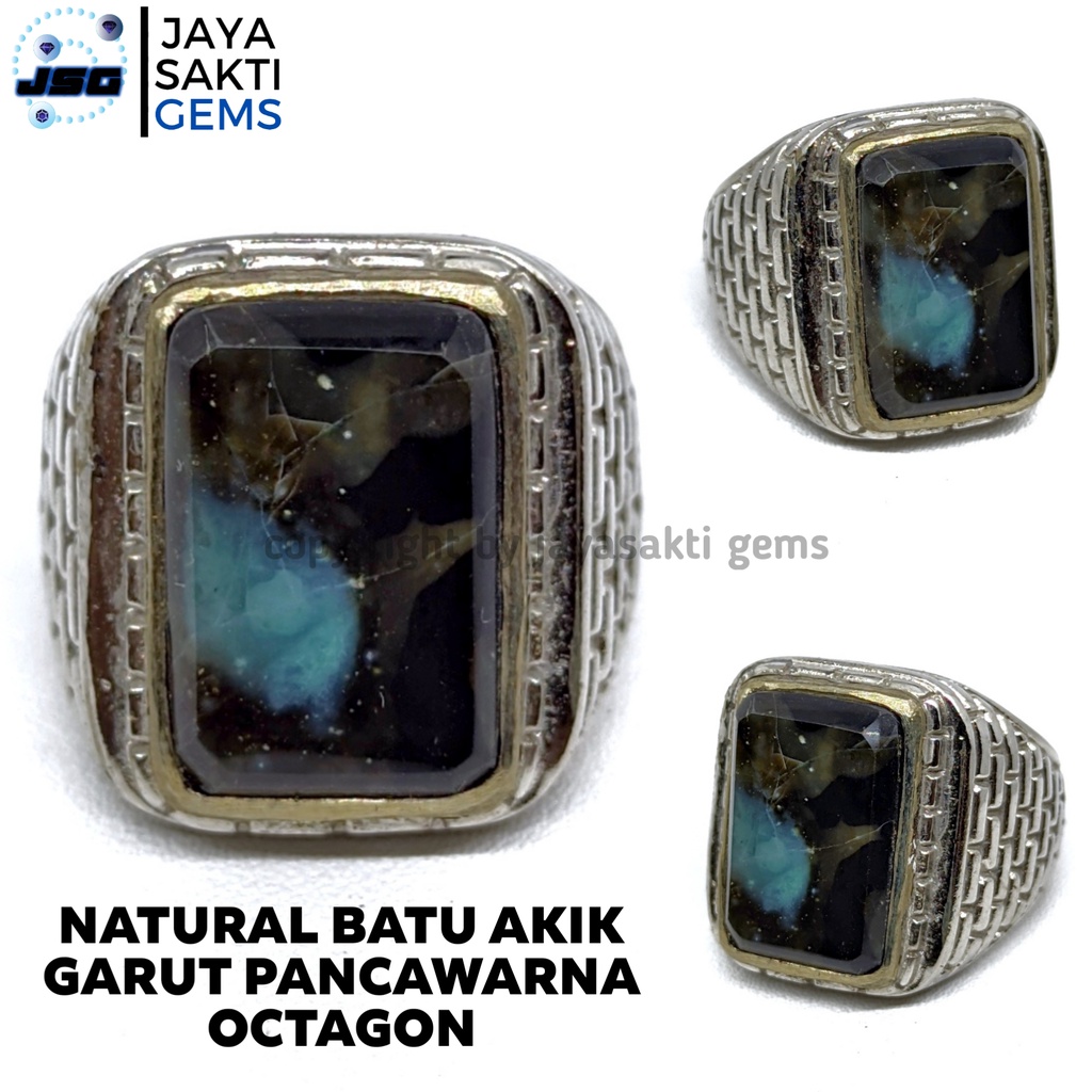 Natural Batu Akik Pancawarna Garut Octagon PGO04