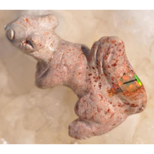 Squirrel Carving Figurine 16x10mm Natural Unheated Matrix Opal Mexico YZ321