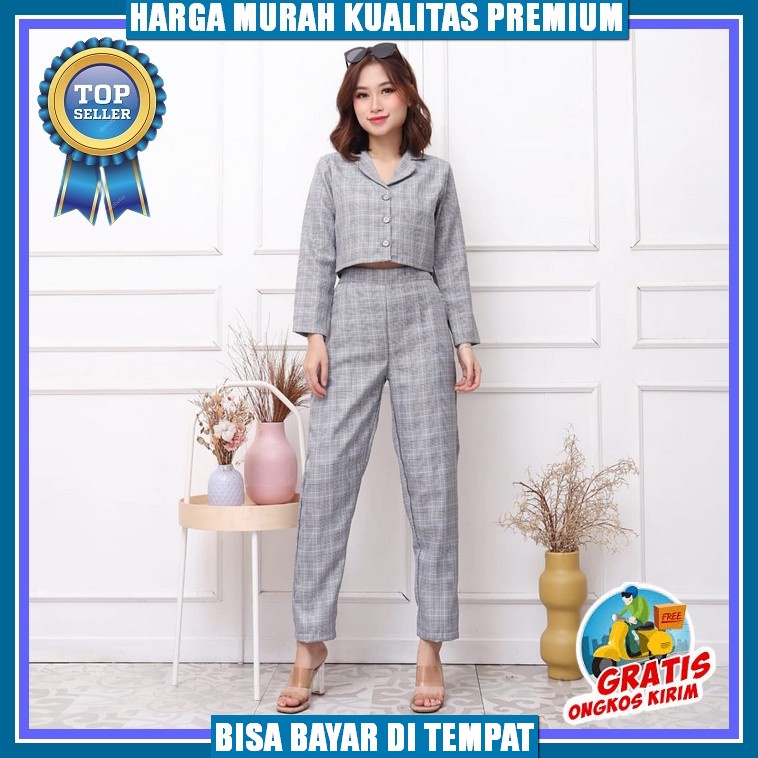 One Set Setelan Crinkle Premium Aksen Renda Long Tunik Cringkel Original Lengan Panjang Busui Fashio