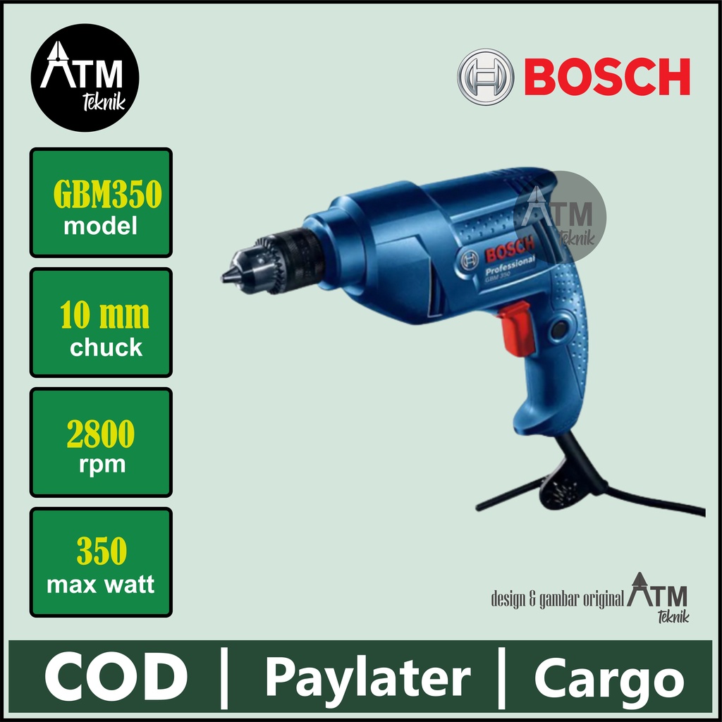 Bor listrik 10mm Bosch GBM350 variable speed original garansi resmi