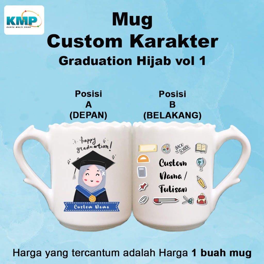 Jual Mug Custom Wisuda Graduation Wanita Hijab Vol. 1 Hampers Kado