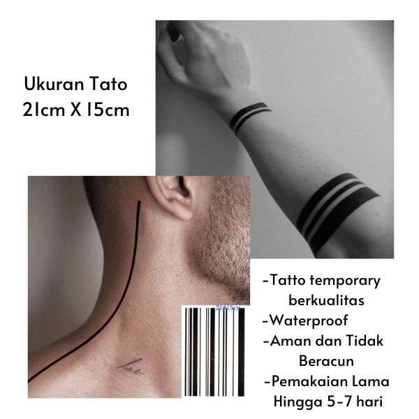 Bisa cod ~ Tato Temporer/Stiker Tato Minimalis - GARIS HITAM - Tato Dybala Tato garis polos Tato Pri