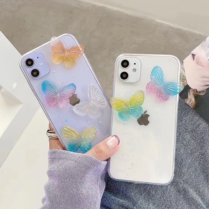 Butterfly 3D Case Iphone Oppo Vivo Xiaomi Samsung Huawei Realme A95 A32 A33 V23e V21 A53 2020 Redmi Note 4 5 6 7 8 9 10 Pro Reno 2f 5f