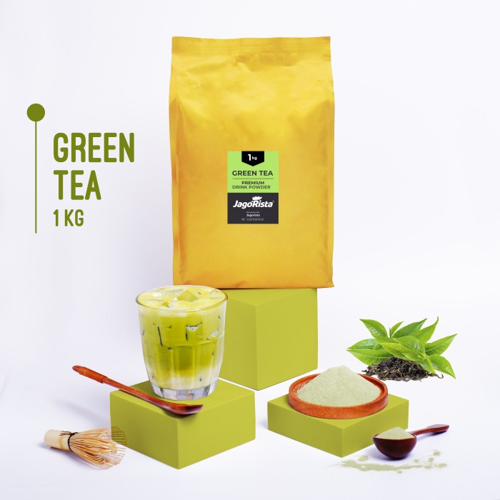 

(BISA COD) 1 Kg Jagorista - GreenTea - Premium GOLD Bubble Drink Powder