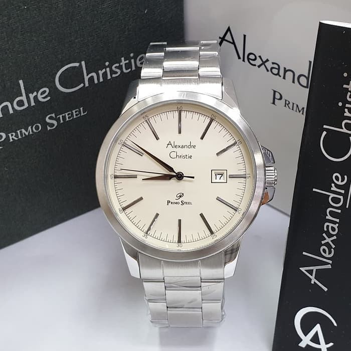 jam tangan pria alexander cristie original ac1008 silver plat putih