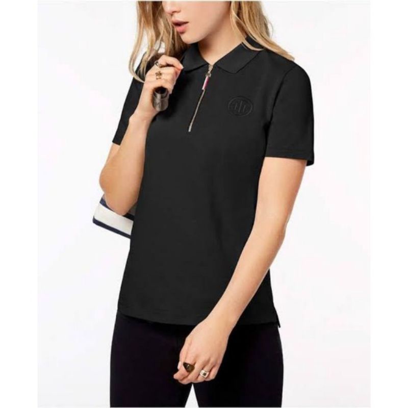 (PART1)T*MMY H*LFIGER EMBROIDERY ZIP WONEN POLO T SHIRT-KAOS WANITA