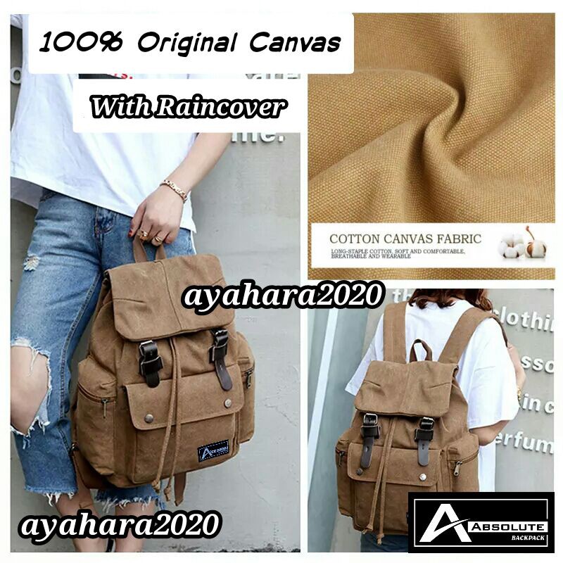 Kbag Klub New Arrival - Tas Ransel Canvas IAC Backpack Up to 14 inch - Tas Sekolah Tas Wanita Daypack