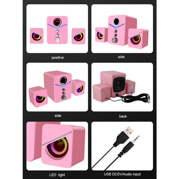 Speaker Aktif Multimedia Komputer Laptop U3100 Bass Treble And Subwoofer Pink -XOBOX