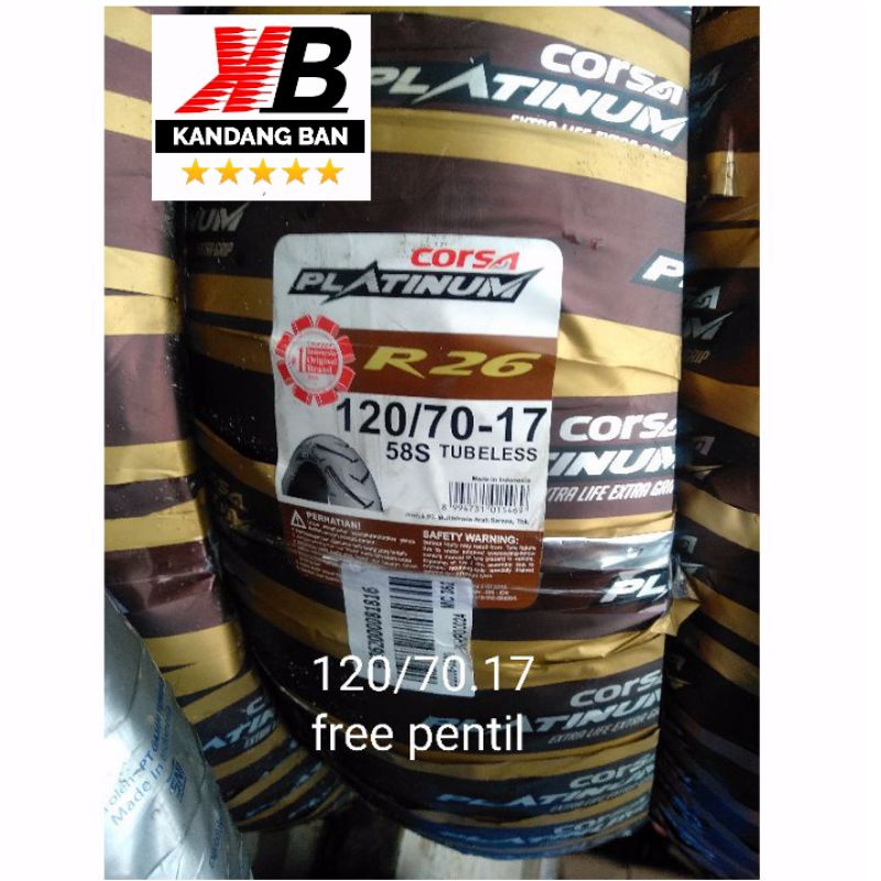 BAN TUBLES CORSA PLATINUM R26 120/70.17 , BAN BARU 100% ORIGINAL FREE PENTIL