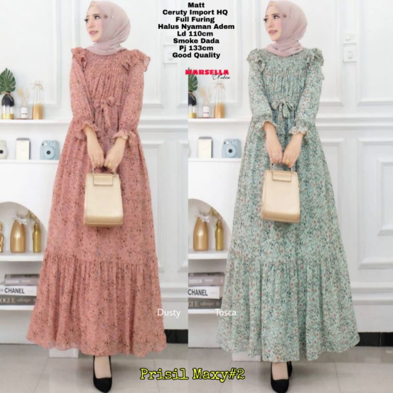 Prisil maxy#2 by Marsella, Matt ceruty import HQ full furing halus nyaman adem Ld110cm smoke dada Pj