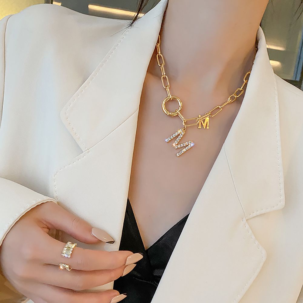 MXBEAUTY Elegant Clavicle Chain Hip Hop Fashion Jewelry Letter Necklace Chain Punk Korean Sweater Chain Girls Simple Female Choker