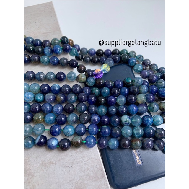 natural APATITE serat 10mm bahan aksesoris gemstone premium biru ungu bahan kalung gelang anting strap mask kerajinan tangan craft citayam fashion week etink vintage elegan bali manik crystal perhiasan