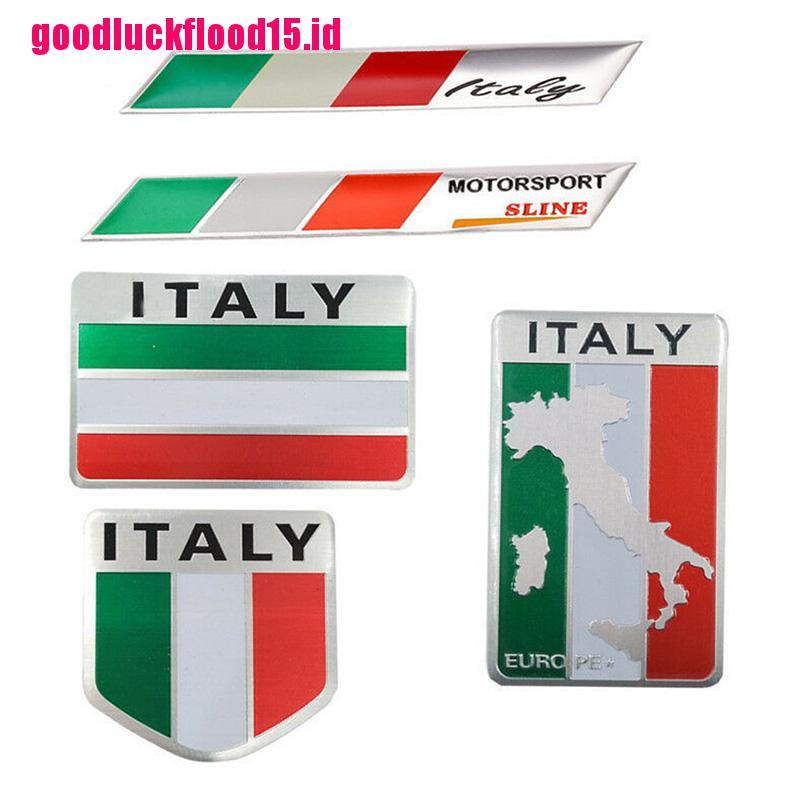 {LUCKID}Aluminum 3D Metal ITALY Italian Flag Sticker Emblem Badge Decal Car Decorate