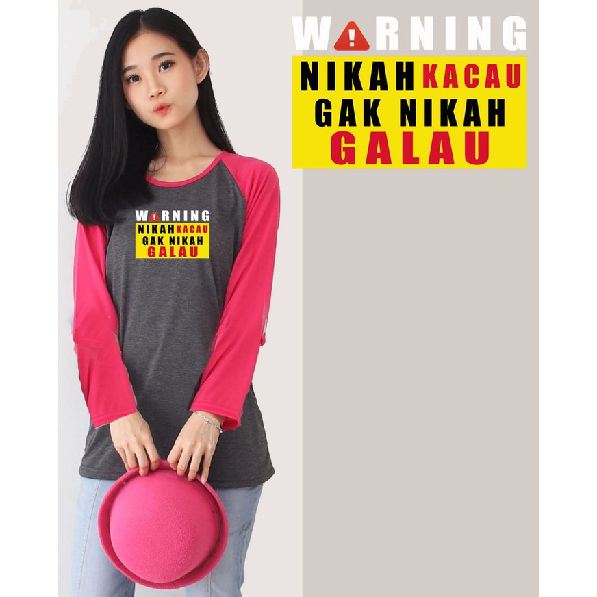 Kaos Raglan Abu Tua Lengan Panjang Gambar &quot;Nikah&quot;