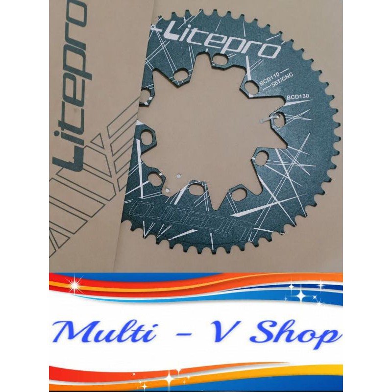 Chainring black Litepro 56T BCD 110/ BCD 130