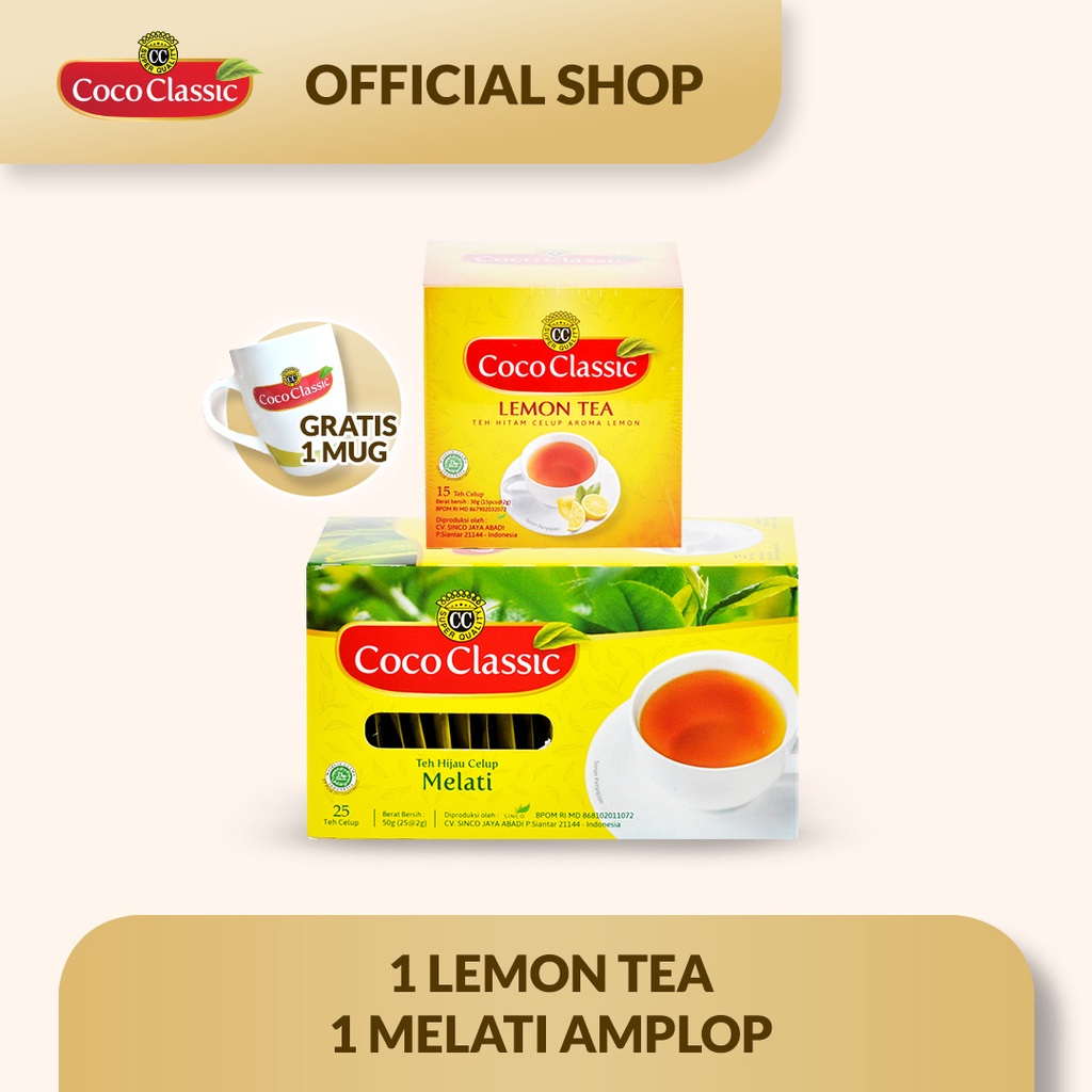 

Teh Coco Classic Promo Bundling 1 Box Lemon Tea, 1 Box Jasmine Tea & Free Mug Cantik