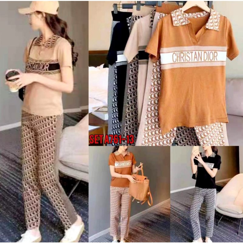 setelan rajut cristian dior import premium/ oneset import wanita.