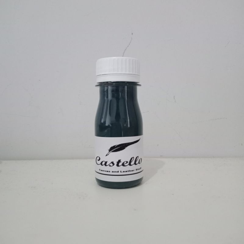 Cat Castello Dark teal kulit kanvas sepatu tas tester in jar