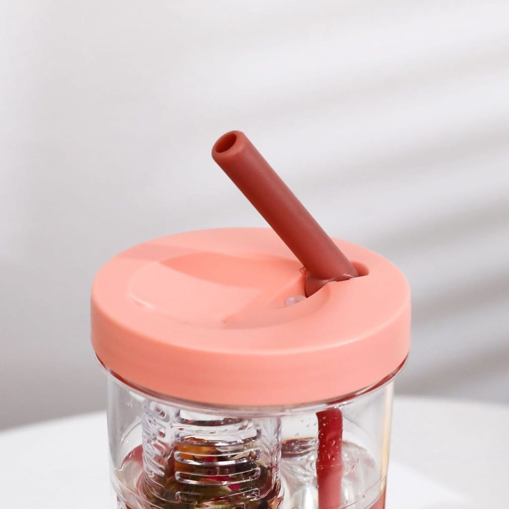 BOTOL AIR MINUM INFUSED WATER S02 TEMPAT AIR MINUM PLASTIK DIFFUSER STRAW SUDAH TERMASUK SEDOTAN AKSESORIS