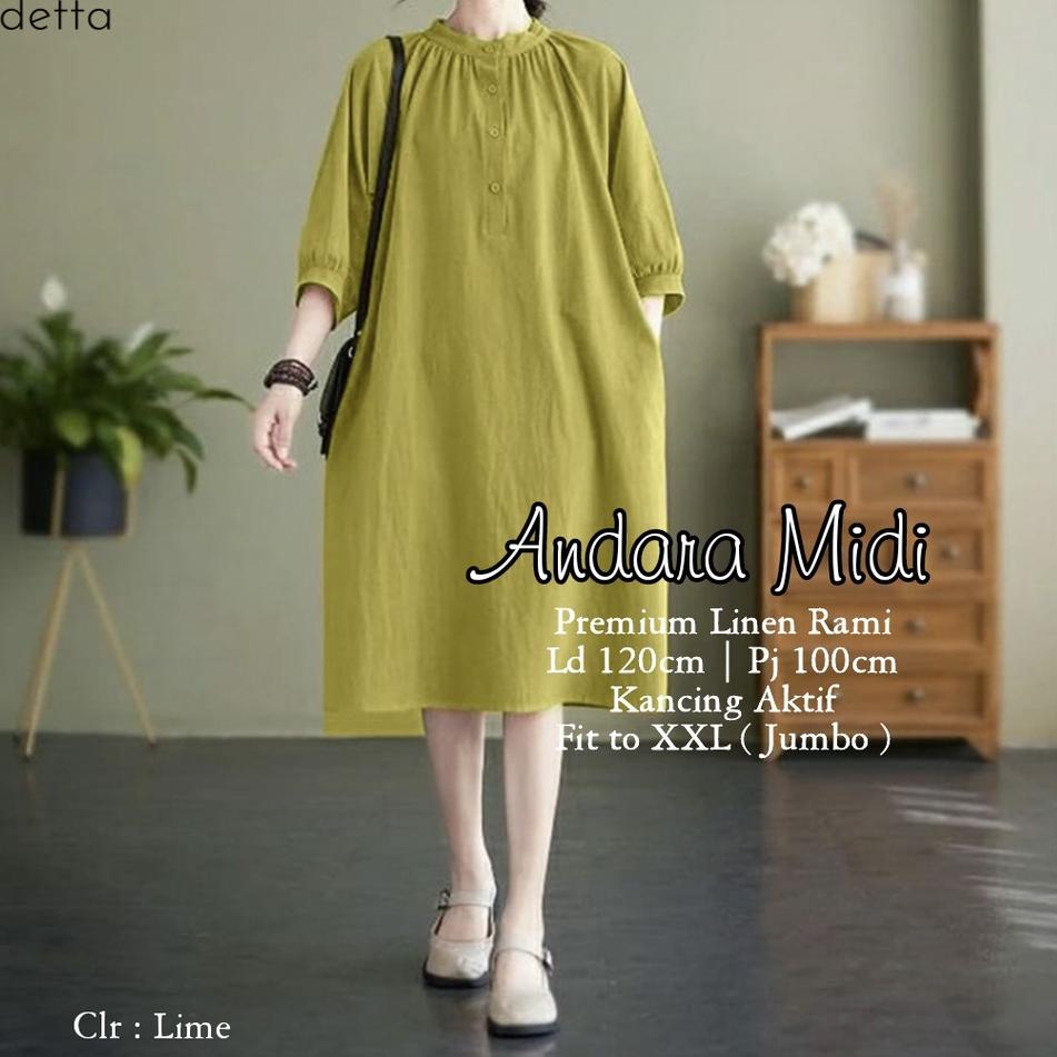 Terbaik.. Midi Dress Jumbo Bigsize Wanita Terbaru ANDARA