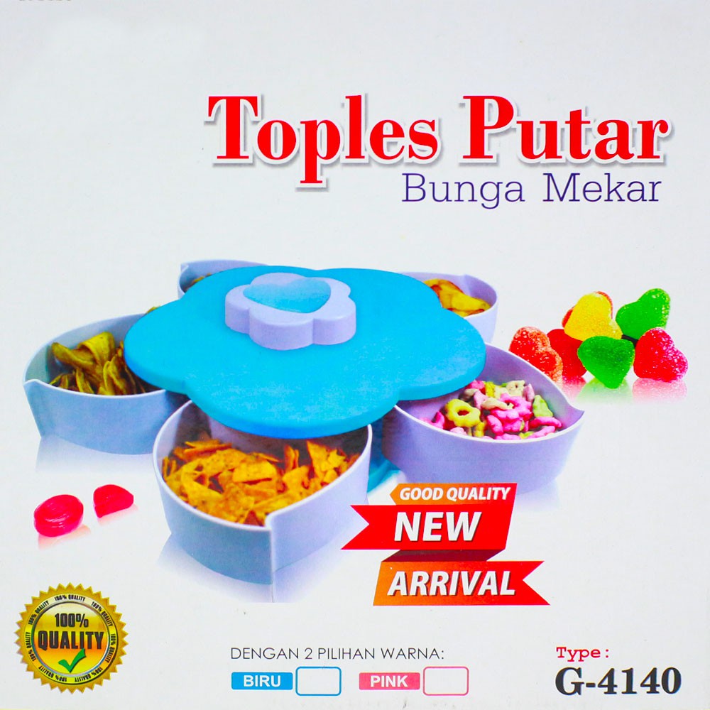 Toples plastik lebaran aesthethic / Toples Putar Bunga Mekar Toples Kue 5 in 1 Premium Random Color