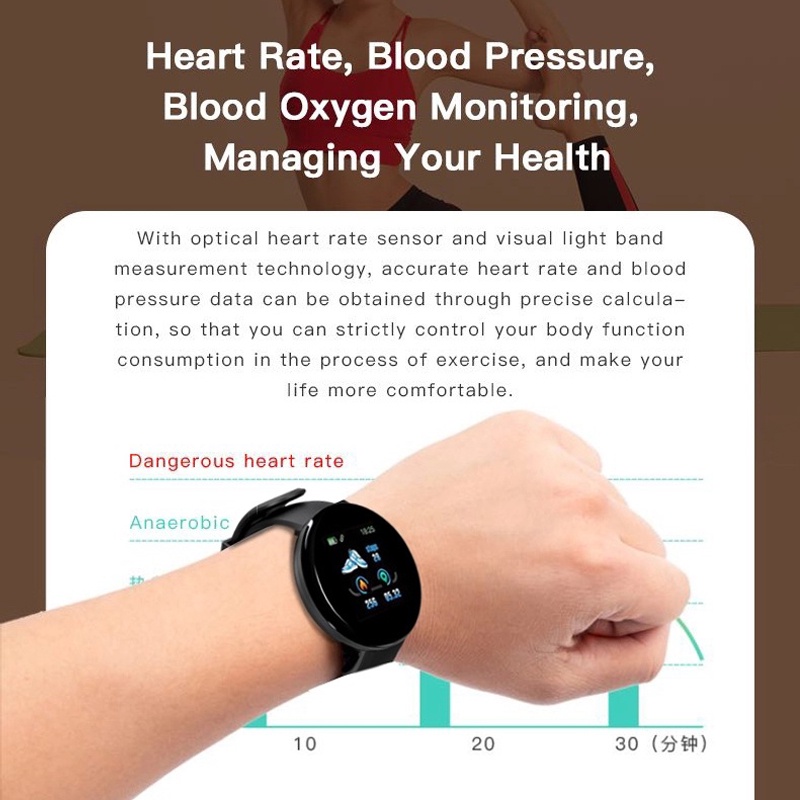 D18 Smart Watch Men Women Smartwatch Blood Pressure Waterproof Digital Watches Sports Fitness Tracker Watch