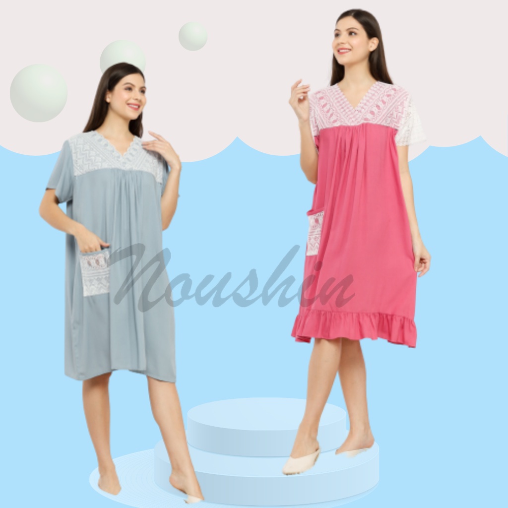 DASTER KEKINIAN HOME DRESS JUMBO BUSUI RAYON PREMIUM POLOS PENDEK SLEEPWEAR HOMEWEAR MURAH LD 120 RE