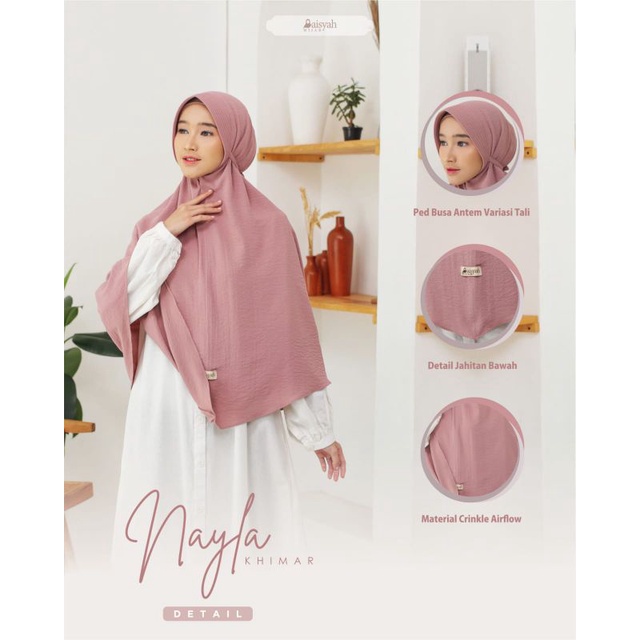 Khimar Naima dan nayla by Aisyah hijab | bahan crinkle airflow | khimar syari