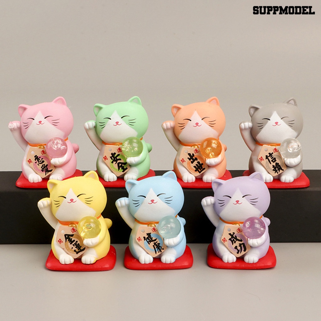 7pcs / Set Figure Kucing Maneki Jepang Tersenyum Anti Karat Untuk Anak Perempuan