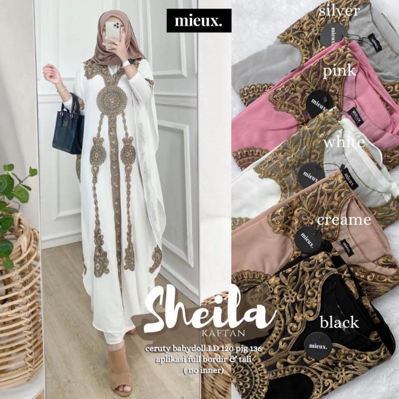 RHS ~ sheila kaftan gamis kaftan premium bahan ceruty babydoll ori solo by mieux hijab