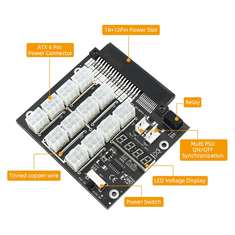 Zzz Papan Breakout Power Supply 12 PCIe Port Konektor 6Pin Display LED 12V Power