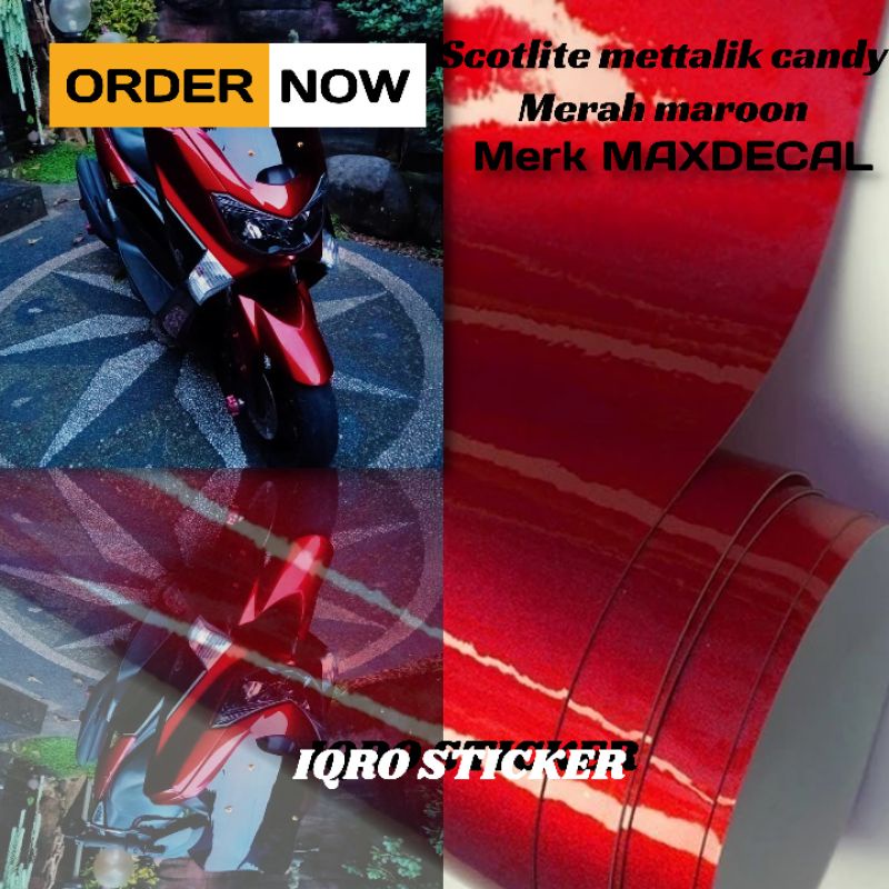 sticker skotlet metalik merah candy glossy / skotlet merah candy /skotlet motor / skotlet mobil