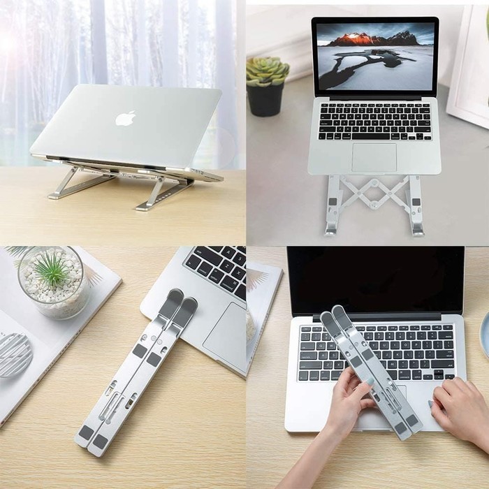 Stand Laptop Aluminium Alloy Dudukan Peninggi Portable 7 Fungsi Adjustment Foldable Macbook Ipad