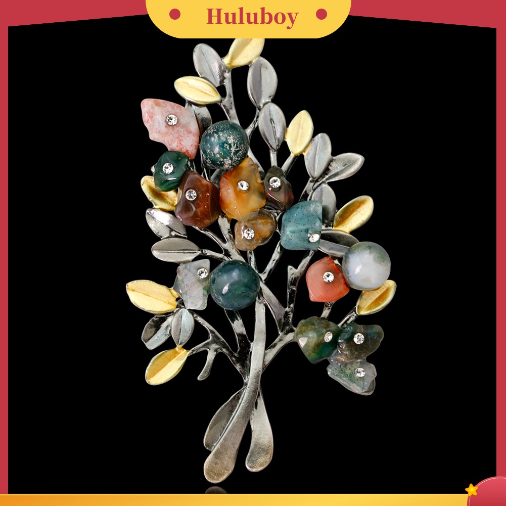 Bros Pin Berlian Imitasi Bentuk Daun Warna-Warni Untuk Dekorasi Kemeja Wanita