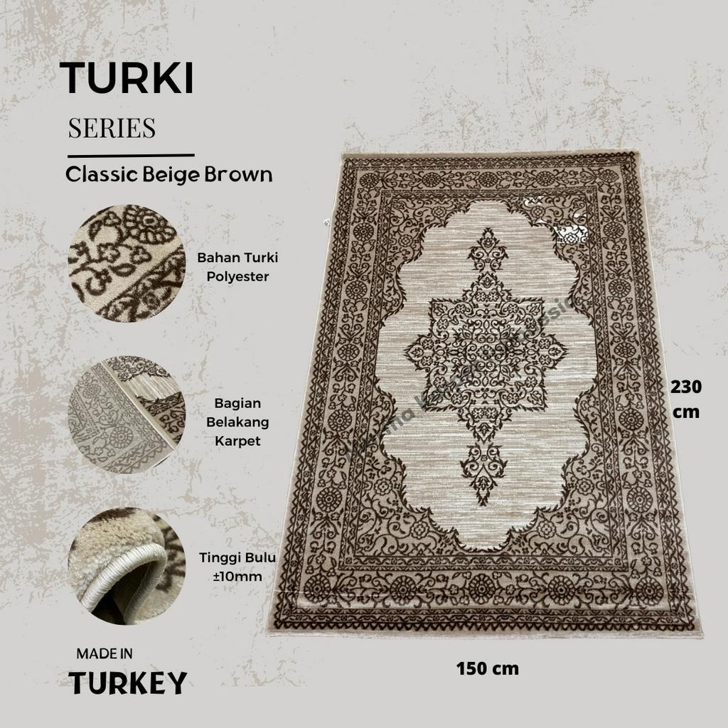 Karpet Turki Permadani 150x230 Minimalis Classic Beige Brown Karpet Turki