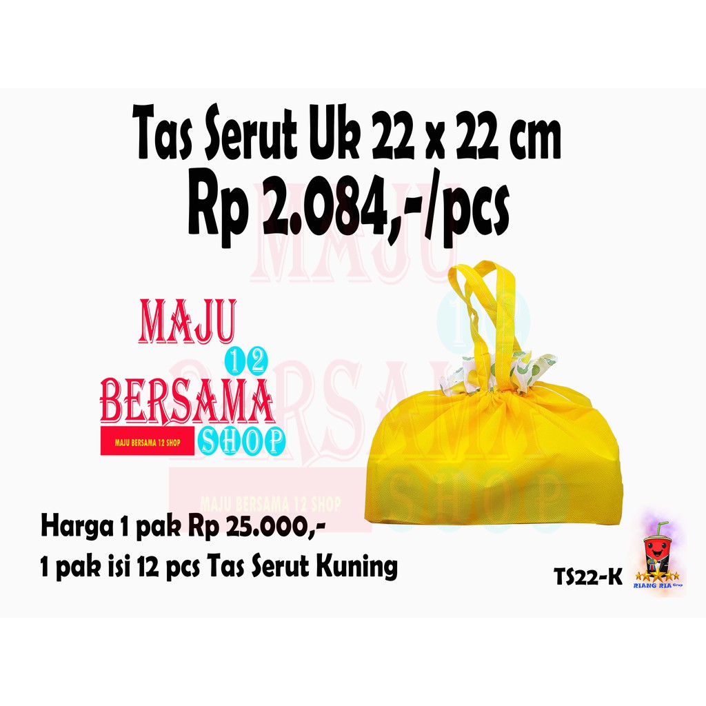 TAS SERUT KAIN UK 22 CM UNTUK DUS MAKANAN / SOUVERNIR ULANG TAHUN @ 12PCS-KUNING