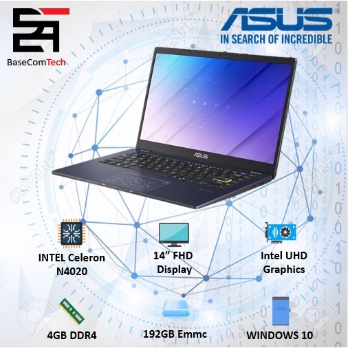 Laptop Asus Vivobook L510MA /L410MA INTEL N4020 RAM 4GB 256GB 15.6FHD W10 SLIM BEST SELLER-L410MA 192GB / 14