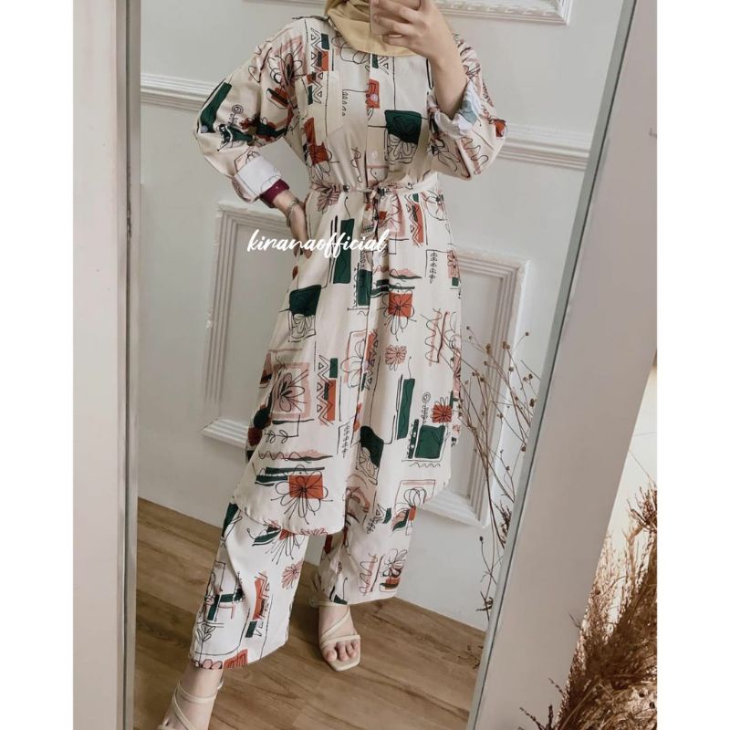 Avora long tunik set rayon viscose terbaru // long set rayon viscose abstrak set // wina set