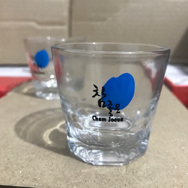 Gelas Sloki Soju / Gelas Kaca Mini / Gelas Cham Joeun Korea / Soju Emboss Glass / Shot Glass / Beer