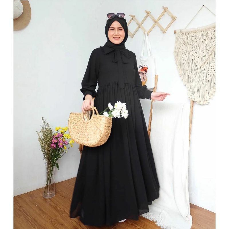 Baju Gamis Wanita terbaru 2022 Baju Gamis lebaran wanita muslim Murah salur Lux  syar'i set Real Pic
